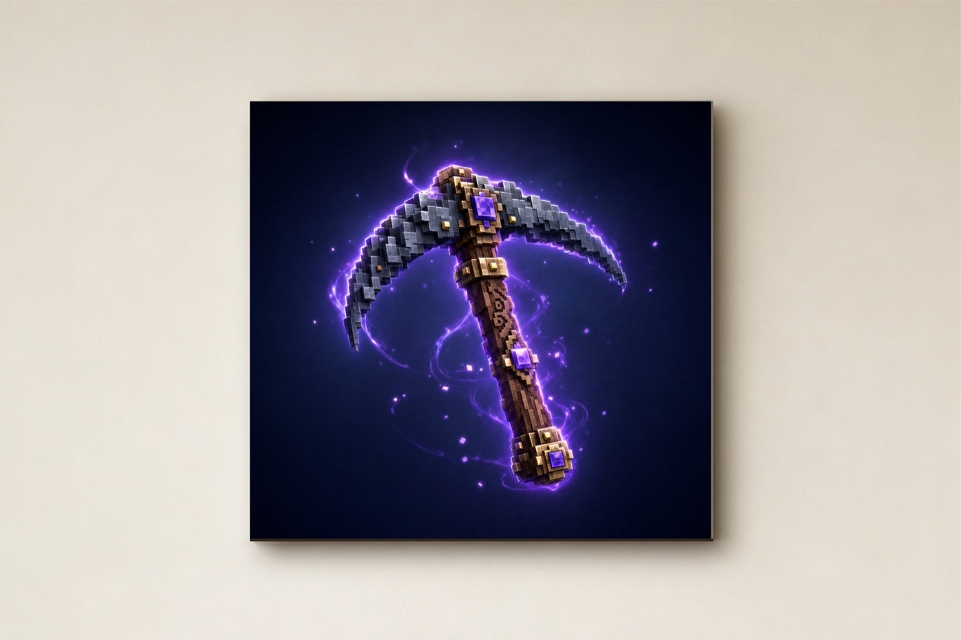 Enchanted Pickaxe Pixel Art Canvas