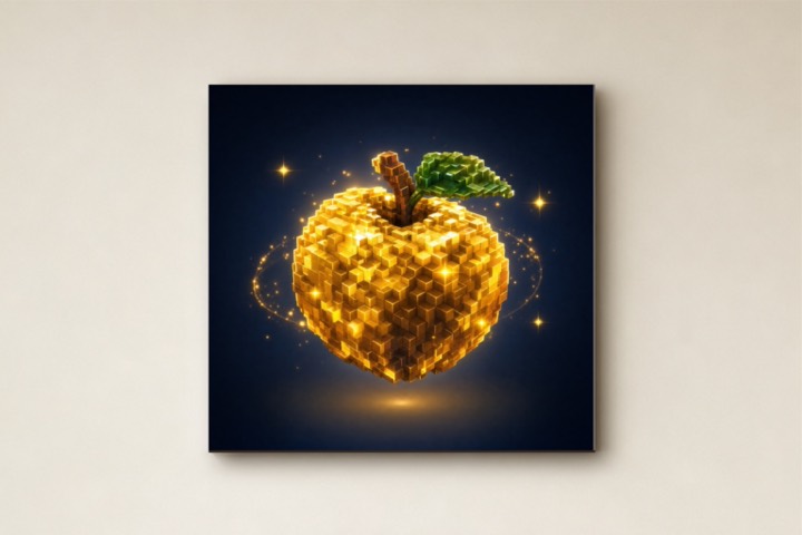 Golden Apple Pixel Art Canvas