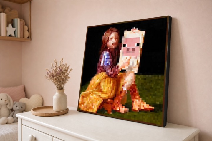 Pigscene Pixel Art Canvas Print