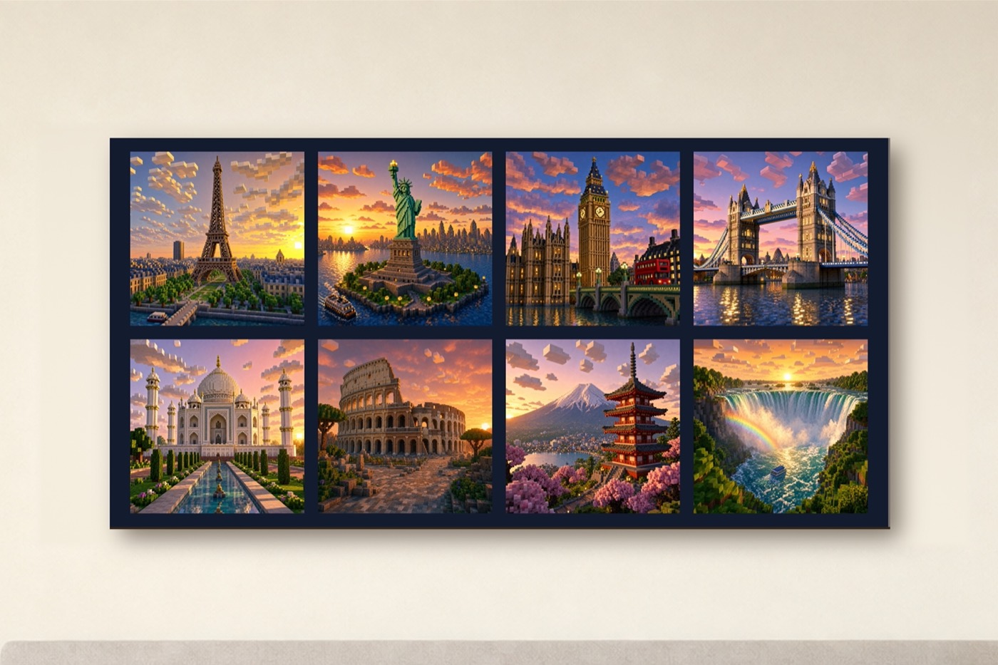 World Tour Panoramic Pixel Art Canvas